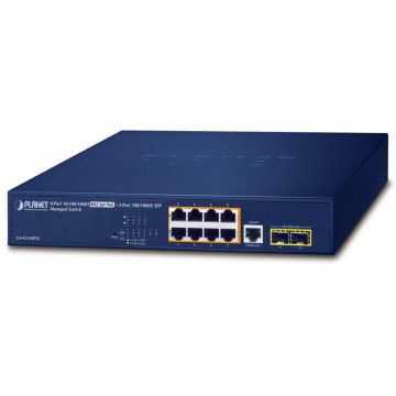   Planet GS-4210-8P2S L2 stikalo, 8x1Gb, 2x 1Gb SFP, 8x PoE 802.3at 120W, QoS