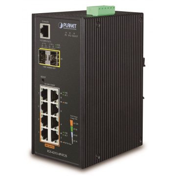   Industrijsko L2 stikalo Planet IGS-4215-4P4T2S, 4x1Gb, 2x1Gb SFP, 4x PoE 802.3at 140W, 48-54VDC, -40~75°C, IP30