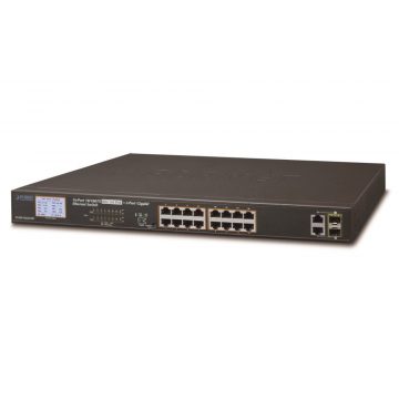   Planet FGSW-1822VHP PoE stikalo, 16x100,2x1000-TP/SFP, LCD, VLAN, IEEE 802.3at<300W