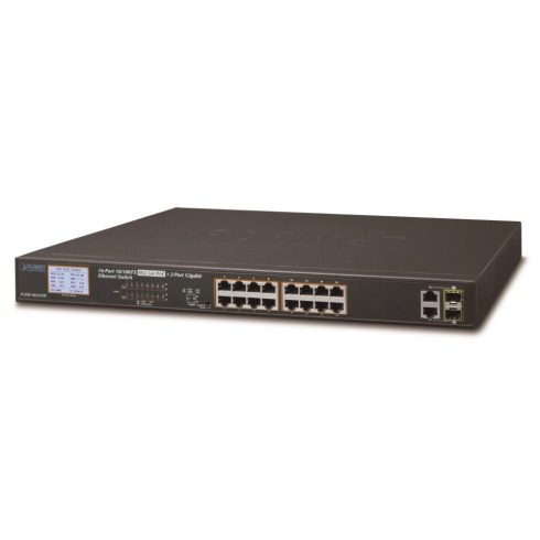 Planet FGSW-1822VHP PoE stikalo, 16x100,2x1000-TP/SFP, LCD, VLAN, IEEE 802.3at<300W