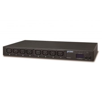   Planet IPM-8220, IP nadzor 8x vtičnice 230V/10A, LED+display, vatmetri, možnost senzorja, rackmount 19/1U