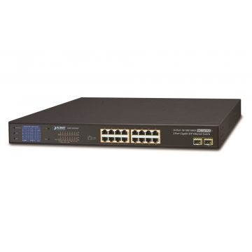   Planet GSW-1820VHP PoE stikalo, 16x1Gb + 2xSFP 1Gb, LCD, VLAN, extend mode 10Mb-250m, 802.3at 30/300W