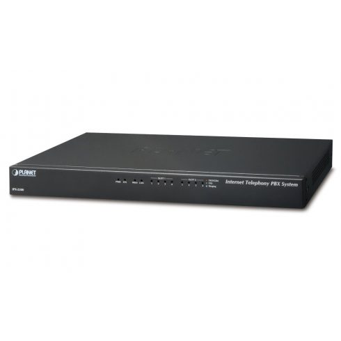 Planet IPX-2200, IP PBX, SIP Proxy, 2x modulna reža, IVR, 200/60 uporabnikov, DID, BLF, FAX, Skype-SIP, VPN, CZ