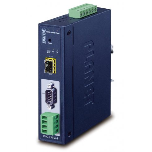 Planet MODBUS industrijski prehod RS-232/422/485 v IP, 1x COM, 100Base-FX SFP, RTU/ACSII, -40 do +75°C, 9-48VDC, IP30