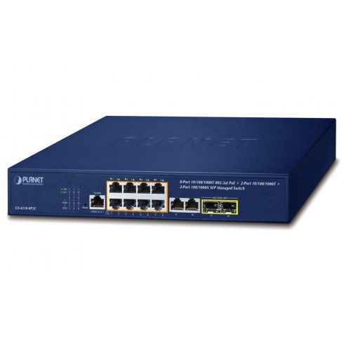 Planet GS-4210-8P2C L2 stikalo, 10x1Gb, 2x1Gb SFP, 8x PoE 802.3at 120W, QoS