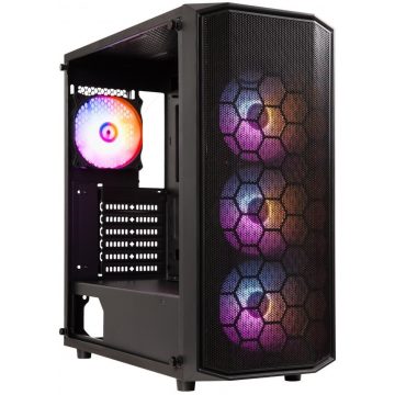   BitFenix ohišje Garen / ATX / 4x120mm ARGB ventilator / 2xUSB 3.0 / USB 2.0 / kaljeno steklo / črna