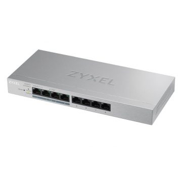   Zyxel GS1200-8HP 8-port Desktop Gigabit Web Smart Switch, 4x PoE 802.3at, PoE proračun 60 W, brez ventilatorja