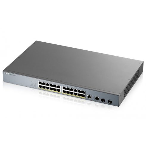 Zyxel GS1350-26HP 26-portno pametno upravljano CCTV PoE stikalo, dolg doseg, 375 W, 24x GbE, 2x kombinirani RJ45/SFP