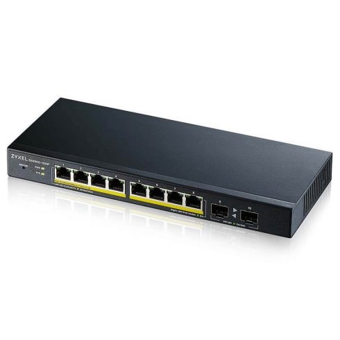 Zyxel GS1900-10HP v2 10-vratno namizno gigabitno spletno pametno stikalo: 8x Gigabit metal + 2x SFP, IPv6, 802.3az (zeleno), PoE