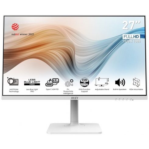 MSI Modern MD272PW/ 27"/ 1920x1080/ IPS/ 5ms/ 250cd/m2/ 1000:1/ HDMI/ DP/ USB/ USB-C/ bel