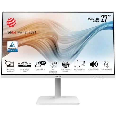 MSI Modern MD272QPW/ 27"/ 2560x1440/ IPS/ 4ms/ 300cd/m2/ 1000:1/ HDMI/ DP/ USB/ USB-C/ bel