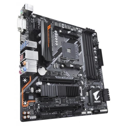 GIGABYTE B450 AORUS M / AMD B450 / AM4 / 4x DDR4 / DVI-D / HDMI / M.2 / mATX