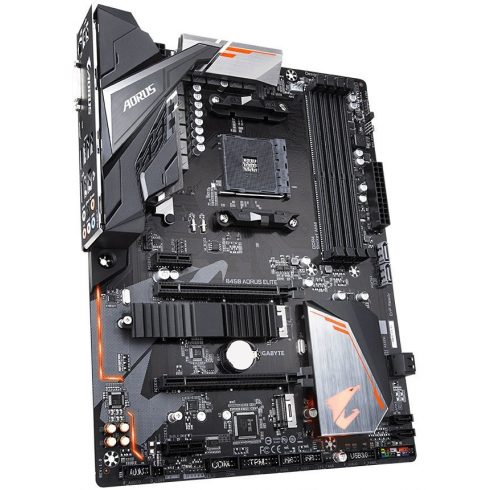 GIGABYTE B450 AORUS ELITE / AMD B450 / AM4 / 4x DDR4 / DVI-D / HDMI / M.2 / ATX