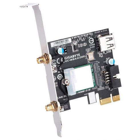 GIGABYTE GC-WBAX1200 / AMD WIFI 6E RZ608 / WiFi 802.11a/b/g/n/ac/ax 2,4 GHz / 5 GHz + Bluetooth 5.2/ PCI-E kartica