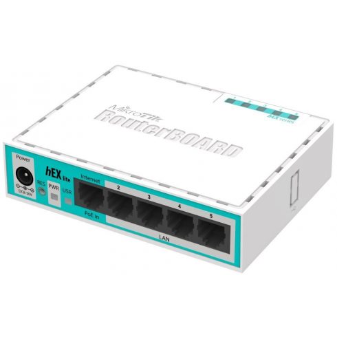 Mikrotik RouterBOARD RB750r2 hEX lite/ 850 MHz/ 64 MB RAM/ 5x LAN/ Router OS L4/ vklj. jakna. naslovnica in vir