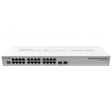   MikroTik Cloud Router Switch CRS326-24G-2S+RM, 800MHz CPU, 512MB, 24xGLAN, 2xSFP+kletka, ROS L5, PSU, 1U Rackmount