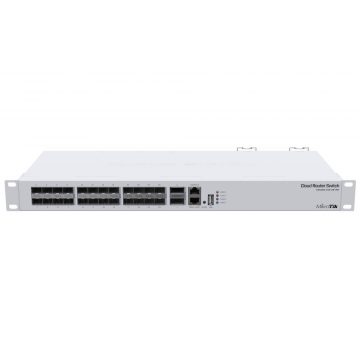   MikroTik Cloud Router Switch CRS326-24S+2Q+RM 650MHz CPU, 64MB, 2x 40 Gbps QSFP+, 24x 10 Gbps SFP+, ROS L5, PSU, 1U