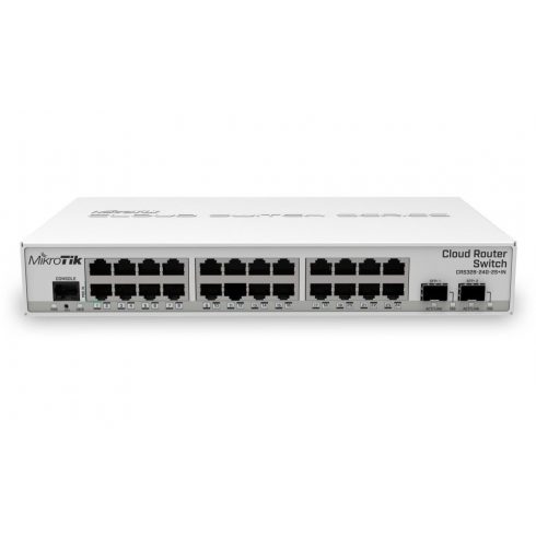 MikroTik Cloud Router Switch CRS326-24G-2S+IN 800MHz CPU, 512MB, 24x GLAN, 2x SFP+ kletka, ROS L5, PSU