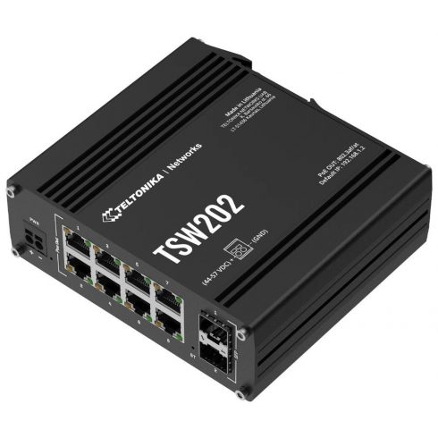 Teltonika TSW202 industrijsko L2 upravljano stikalo, 8x PoE+ 10/100/1000, 2x SFP, brez napajanja