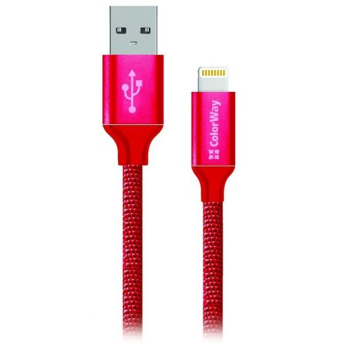 Podatkovni kabel Colorway USB/ Apple Lightning/ 2.1A/ 1m/ Rdeč