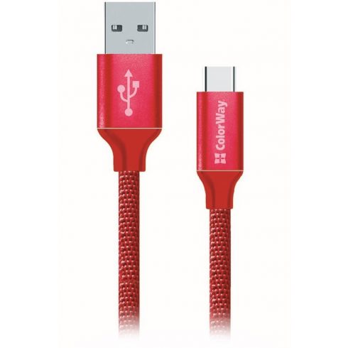 Colorway Podatkovni kabel Usb /USB-C/ 1m/ 2.1A/ Rdeč