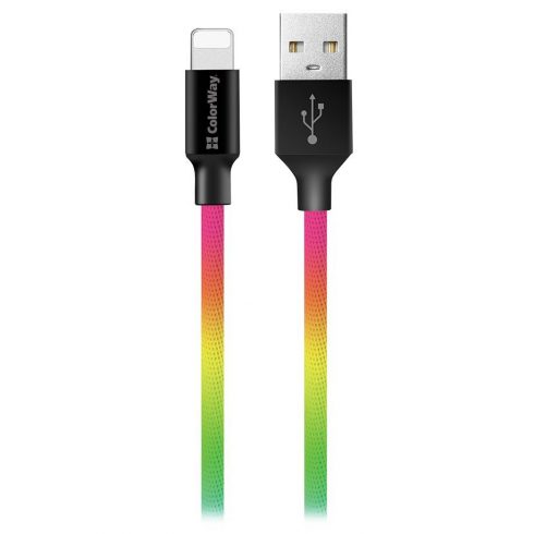 Podatkovni kabel Colorway USB/ Apple Lightning/ 2.4A/ 1m/ Večbarvni