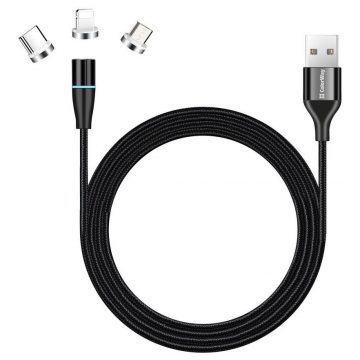   Polnilni kabel Colorway 3v1 Lightning+MicroUSB+USB-C/ magnetni/ 2,4 A/ najlon/ hitro polnjenje 3,0/ 1 m