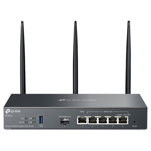 TP-Link ER706W VPN usmerjevalnik WiFi 6, 1x GWAN + 4x GWAN/LAN + 1x GWAN/LAN SFP, USB, Omada SDN