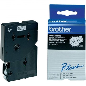 BROTHER lepilni trak TC-291 / belo-črn / 9mm