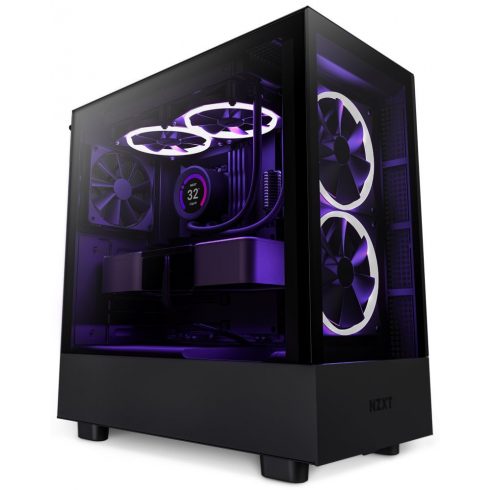 NZXT ohišje H5 Elite edition / 3x120 mm (2xRGB) ventilator / USB 3.0 / USB-C 3.1 / prozorna stran in sprednja plošča / črna