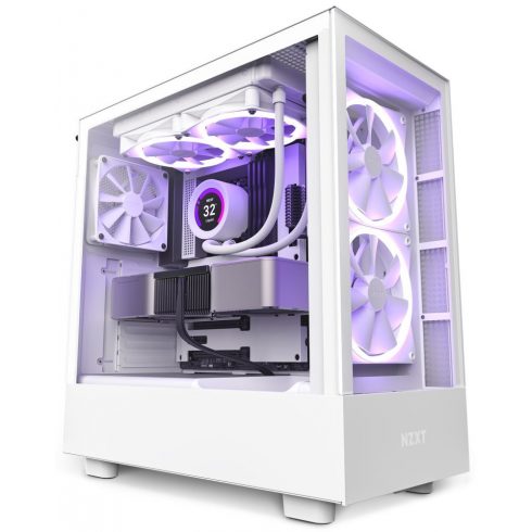 NZXT ohišje H5 Elite edition / 3x120 mm (2xRGB) ventilator / USB 3.0 / USB-C 3.1 / prozorna stran in sprednja plošča / bela