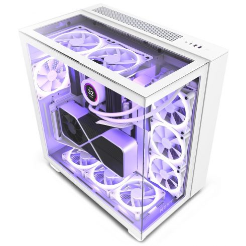 NZXT ohišje H9 Elite dvokomorni ATX / 3xRGB 120 mm / 1x 120mm ventilator / steklo / RGB&ventilator / bel