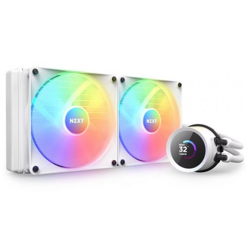 NZXT vodni hladilnik Kraken 280 RGB / 2x140mm ventilator / 4-pin PWM / LCD disp. / 6 let / bela