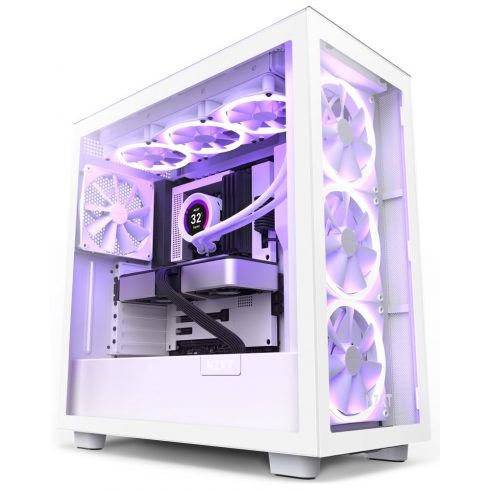 NZXT ohišje H7 Elite Edition / ATX / 4x 140mm (3x RGB) ventilator / USB-C / 2x USB/ steklo stranske plošče / steklo plošča / bela