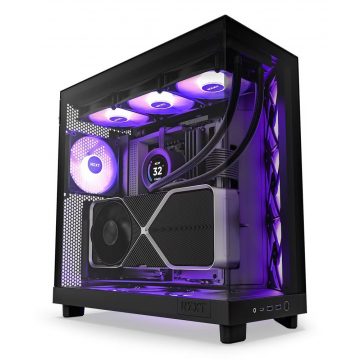   NZXT ohišje H6 Flow RGB dvokomorno / MidT / 3x120mm RGB ventilator / 2xUSB 3.2 / USB-C / steklo / črna