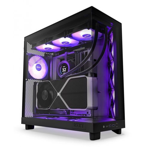 NZXT ohišje H6 Flow RGB dvokomorno / MidT / 3x120mm RGB ventilator / 2xUSB 3.2 / USB-C / steklo / črna