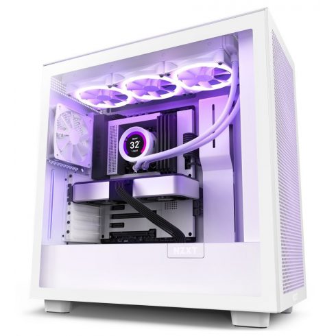 NZXT ohišje H7 Flow edition / ATX / 2x 120 mm ventilator / USB-C / 2x USB / steklena stran / mrežasta plošča / bela