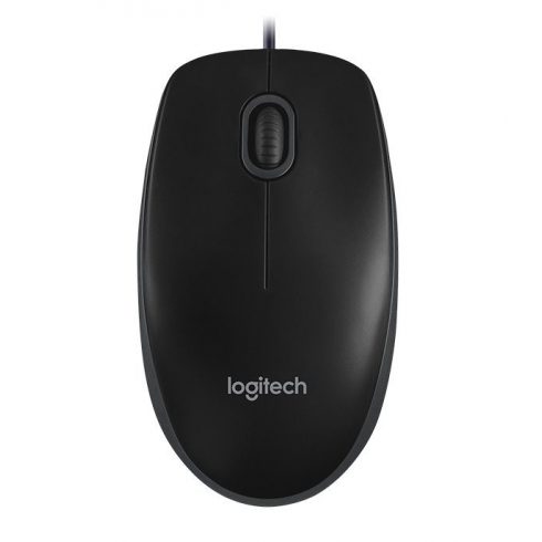 Miška Logitech B100/ Žična/ Optična/ 800dpi/ USB/ Črna