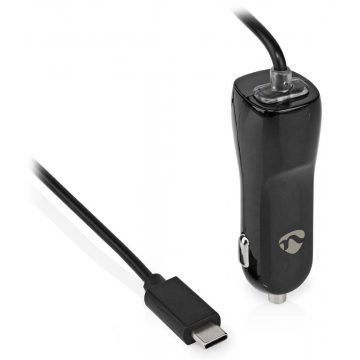   Avtopolnilec NEDIS/ 18 W/ 12 - 24 V DC/ 3,0 A/ USB-C/ črn/ kabel 1 m