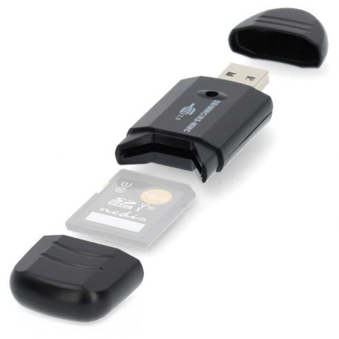 Čitalec pomnilniških kartic NEDIS/ MMC / SD / SDHC / USB 2.0/ črn