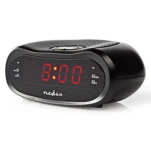 Digitalna budilka NEDIS z radiem/ LED zaslon/ AM/ FM/ funkcija dremeža/ izklopni časovnik/ 2 alarma/ črna