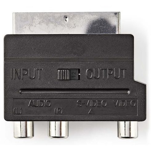 NEDIS preklopni SCART adapter / SCART vtič - S-Video vtičnica + 3x RCA vtičnica/ črna