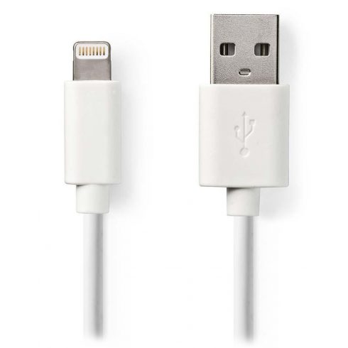 Sinhronizacijski in polnilni kabel NEDIS za naprave Apple/ Lightning konektor/ USB 2.0 A vtič/ bel/ blister/ 1m