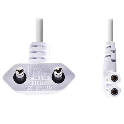 NEDIS napajalni kabel EURO/ vtič (koten) - konektor IEC-320-C7 (koten, levi)/ bel/ 2m