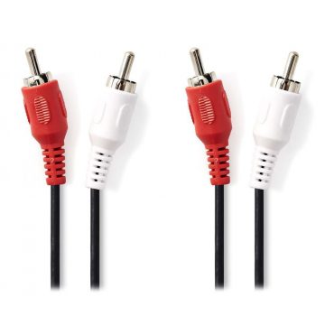   NEDIS stereo avdio kabel RCA/ 2x RCA vtič - 2x RCA vtič/ črn/ bulk/ 1,5 m