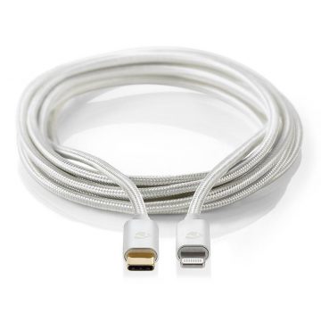   NEDIS PROFIGOLD Lightning/USB 2.0 kabel/ Apple Lightning 8-pin - USB-C vtič/ najlon/ srebrn/ BOX/ 1m