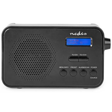   Prenosni radio NEDIS/ DAB+/ FM/ 1,3 "/ na baterije/ digitalni/ 3,6 W/ budilka/ izklopni časovnik/ črn