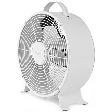   Namizni ventilator NEDIS/ premer 25 cm/ moč 20 W/ omrežni napajalnik/ 2 hitrosti/ kovina/ bel