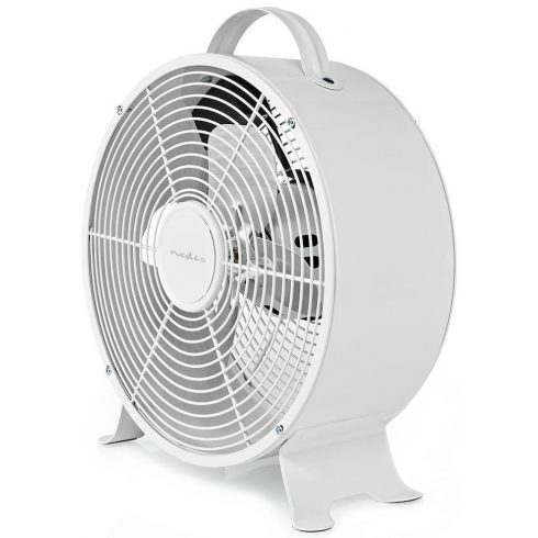 Namizni ventilator NEDIS/ premer 25 cm/ moč 20 W/ omrežni napajalnik/ 2 hitrosti/ kovina/ bel