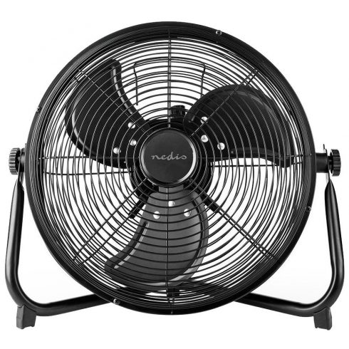 Talni ventilator NEDIS/ premer 30 cm/ moč 43 W/ neprekinjena hitrost/ nagibni/ polnilni/ USB-A/ kovinski/ črn